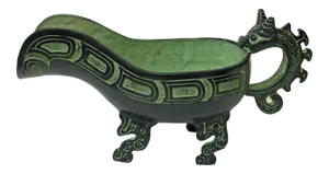 Chinese Green Black Vessel Ancient Wine Sauce Jar Display