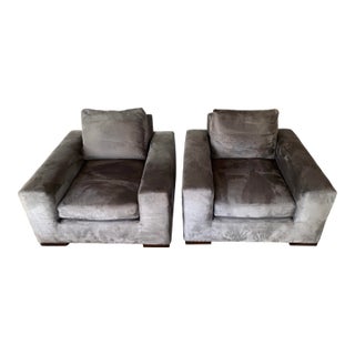 Vintage Ultrasuede Club Chairs, Set of 2 For Sale