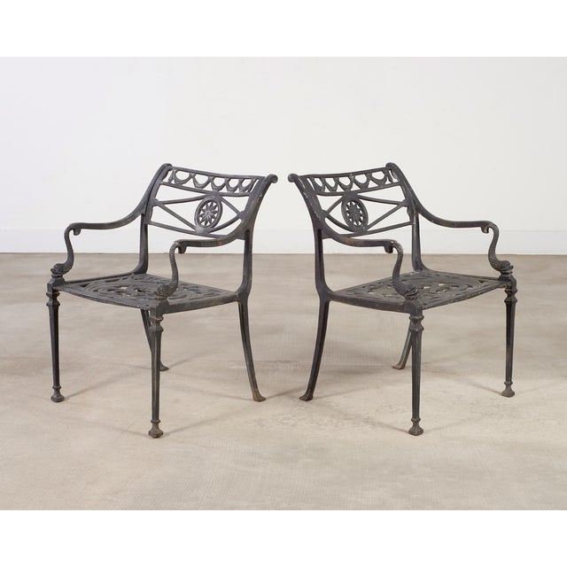 Set of Four Neoclassical Dolphin and Star Garden Dining Chairs For Sale In Sacramento - Image 6 of 18