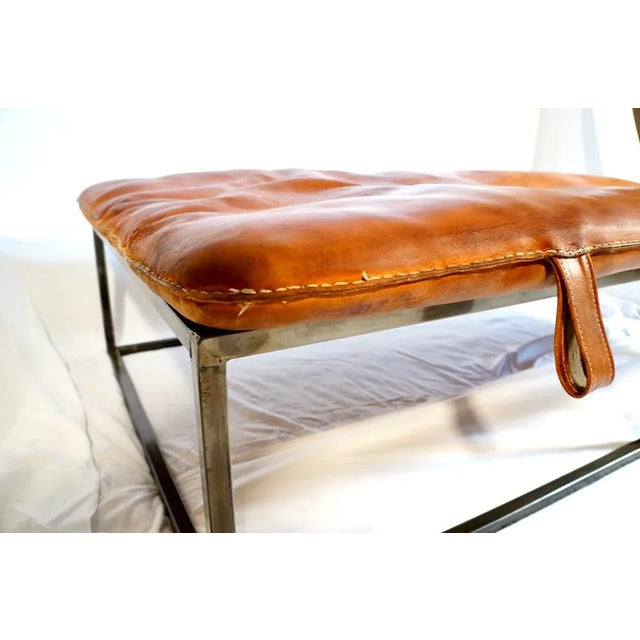 Metal Vintage Leather Gym Mat Coffee Table For Sale - Image 7 of 13