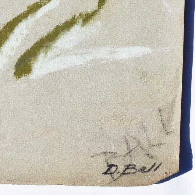 Contemporary Colorful Nude Woman Chalk Sketch With Orange Circa 1960 Signed Ball For Sale - Image 4 of 6