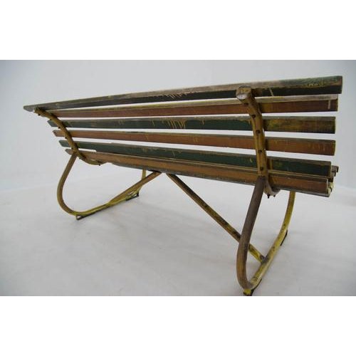 Vintage Industrial Wood and Iron Bench, Czech Republic, 1920s For Sale - Image 11 of 17