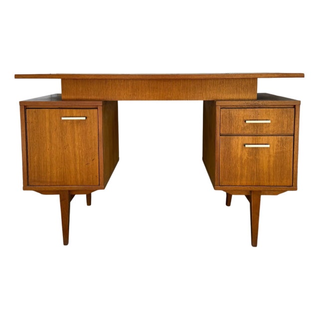 Mid-Century Danish Modern Teak Desk or Vanity With Floating Top For Sale
