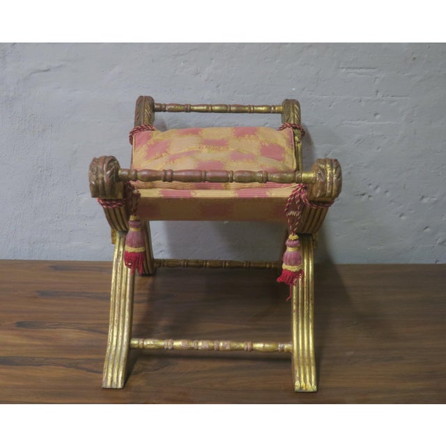 Antique Parcel Gilt Cruciform Stool For Sale - Image 6 of 9