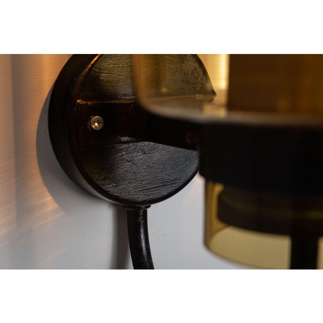 Black Metal Wall Lamps with Yellow Shades and Inner Diffuser, 1960s, Set of 2 For Sale - Image 10 of 15