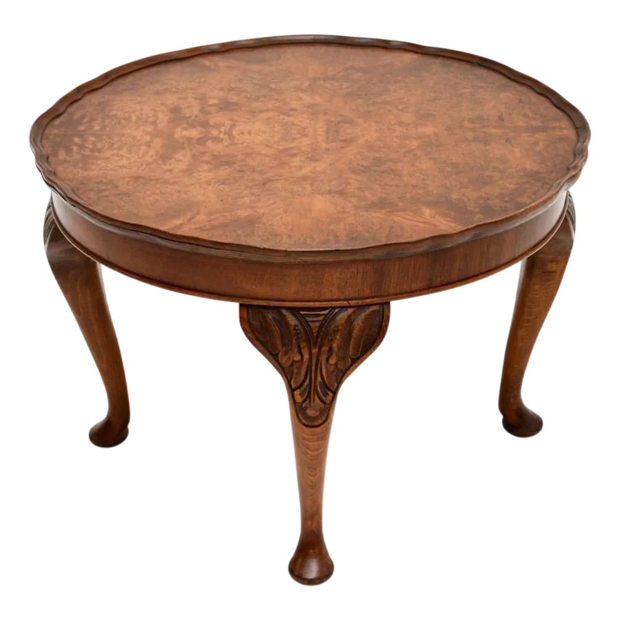 Vintage Pie Crust Coffee Table in Burr Walnut, 1930 | Chairish