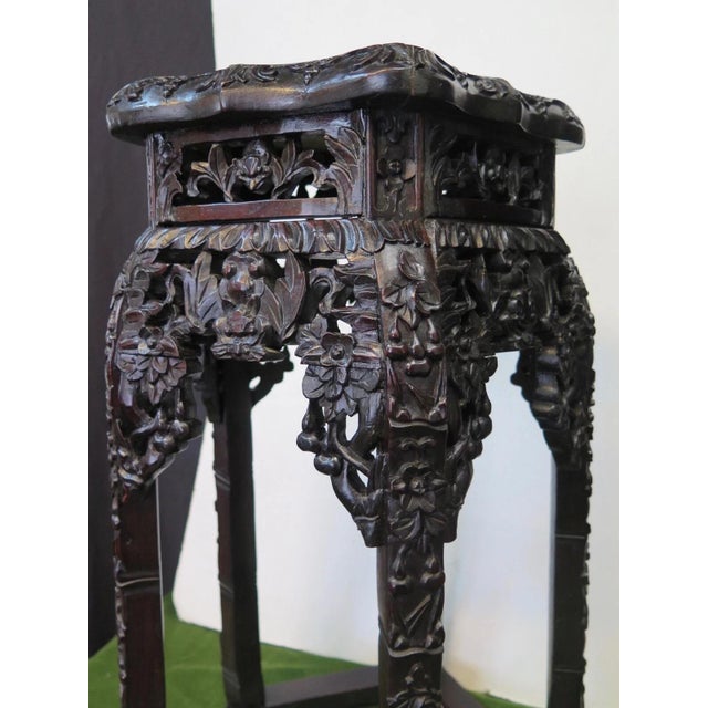 Vintage Chinese Carved Teak Pedestal For Sale In New York - Image 6 of 12