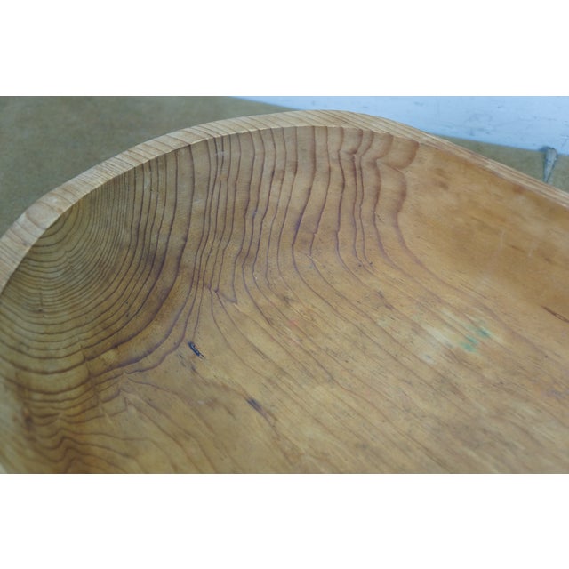 Vintage Oak Farmhouse Dough Bowl Bin Trough Trencher Treen 20" For Sale - Image 9 of 11
