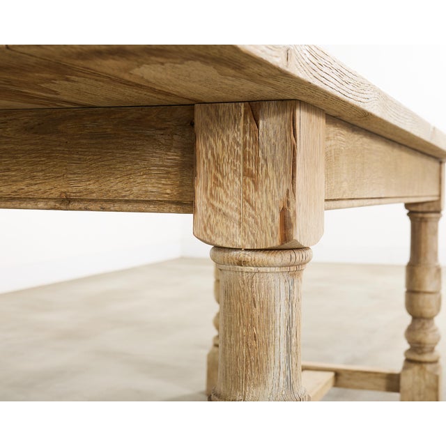 20th Century Country French Bleached Oak Trestle Dining Table For Sale - Image 16 of 18