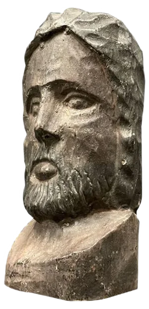 Painted Carved Wooden Head