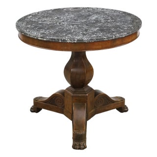 19th-Century French Empire Center Table With Gray Marble Top For Sale