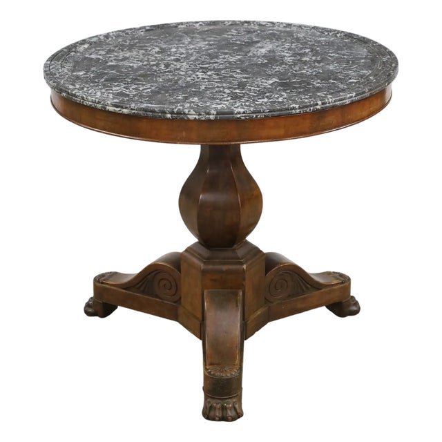 19th-Century French Empire Center Table With Gray Marble Top For Sale