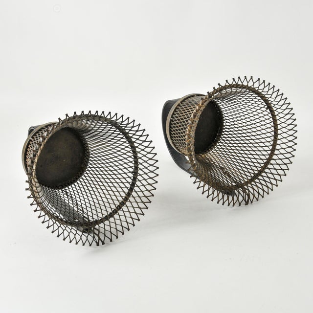 Black Antique French Wire Basket Wall Mount Cachepot Pair For Sale - Image 8 of 14