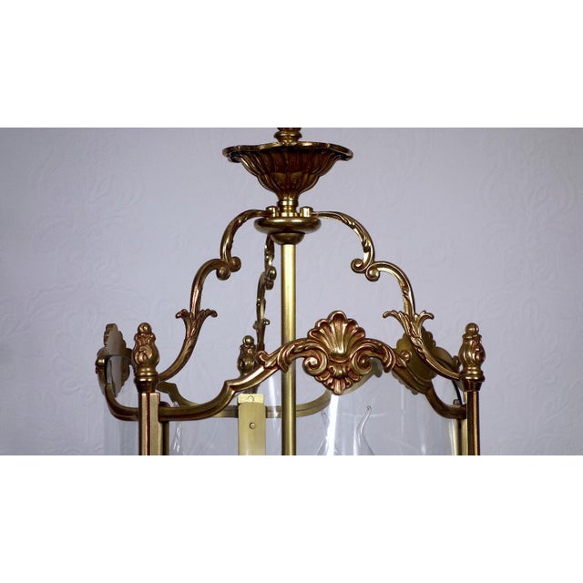 Spanish Brass and Glass 3-Light Chandelier, 1950s For Sale - Image 9 of 11