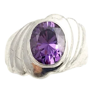 Freeform Sterling Silver Purple CZ Ring size 7