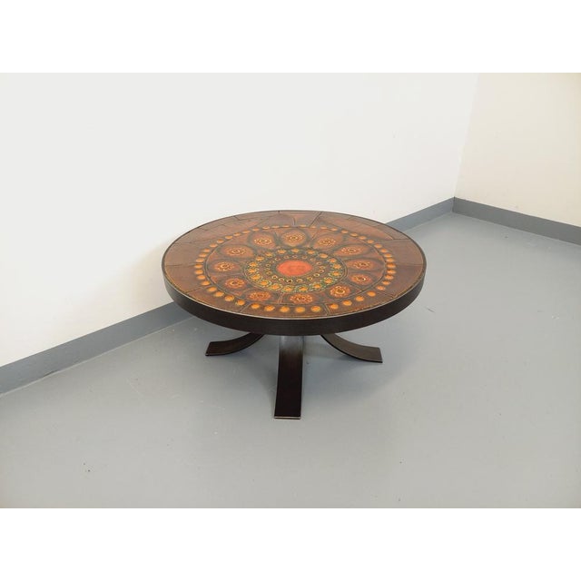 Metal Vintage Round Coffee Table in Ceramic and Steel, 1960s For Sale - Image 7 of 16