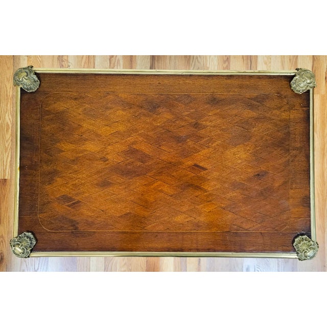 Antique French Bronze & Inlaid Mahogany Flip Top Game Table Desk For Sale - Image 15 of 18