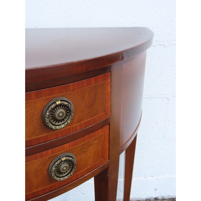 Brown 1940s Demilune Console Table Buffet Server 6562 For Sale - Image 8 of 18