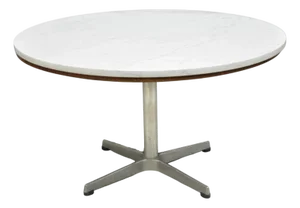 Vintage Mid Century Modern Knoll Style Pedestal Base Marble Top Coffee Table