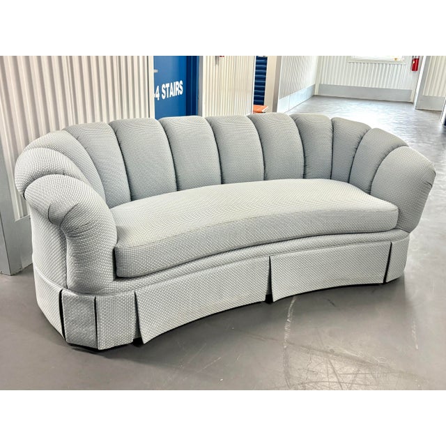 2000 - 2009 Blue Channel Back Upholstered Pleated Skirt Sofa by Harden Furniture For Sale - Image 5 of 12