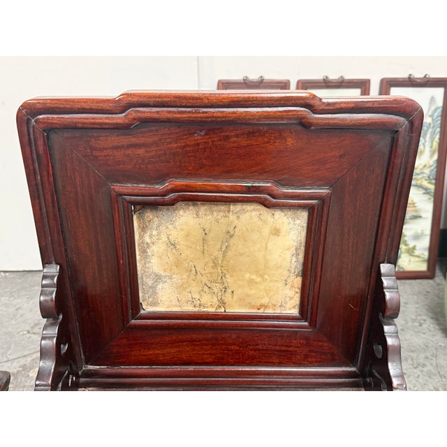 Wood Antique Chinese Rosewood Chairs + Stone Inserts, Pair For Sale - Image 7 of 12