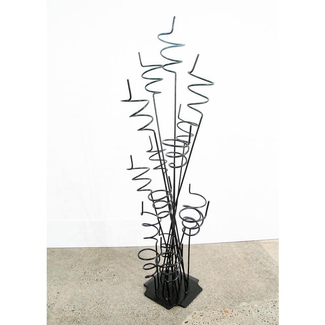 Mid Century Modern Wine Rack Arthur Umanoff Iron Free Standing Sculptural Spiral For Sale - Image 4 of 11