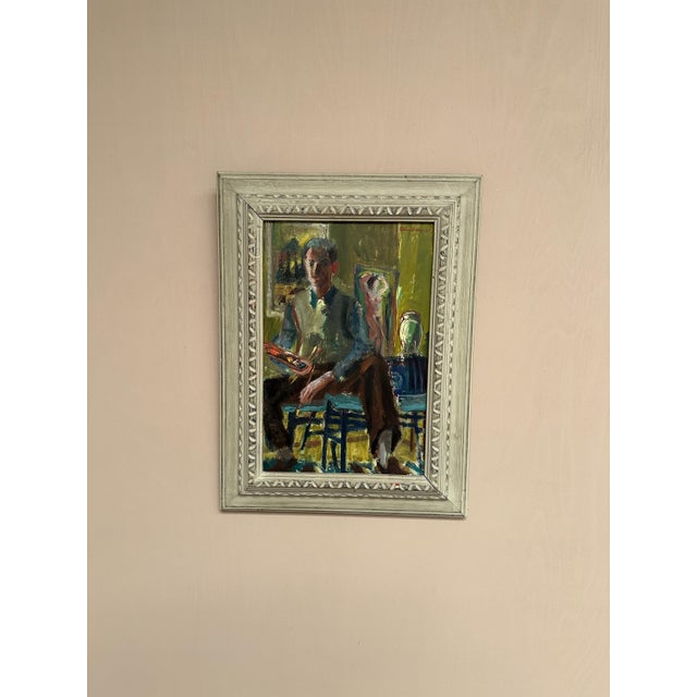 Einar Lindberg, Artist in His Studio, 1947, Oil Painting on Panel, Framed For Sale - Image 6 of 18