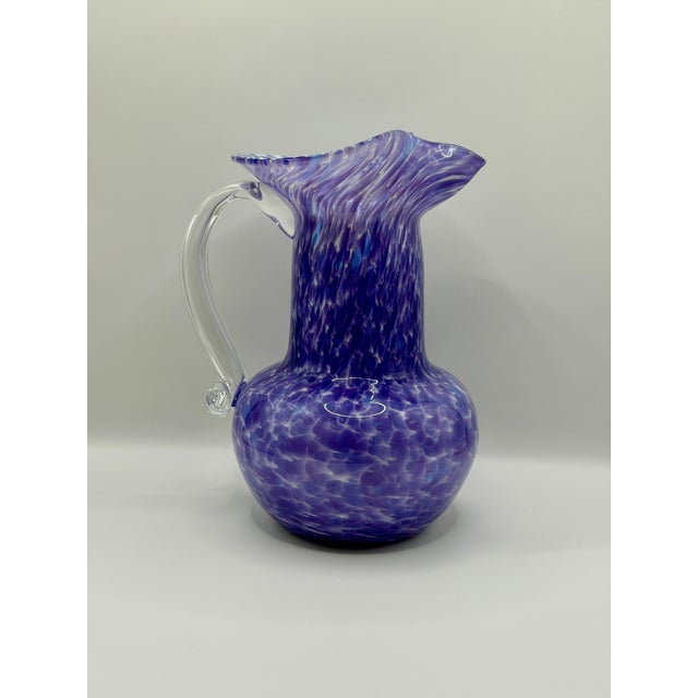 Mid-Century Modern Vintage Wheaton Village 2000 Purple Hand Blown Glass Pitcher Vase For Sale - Image 3 of 6