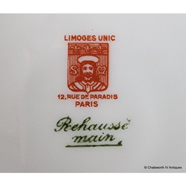 Limoges Unic Rehausse Main 11" Artist Signed Raoul Charger Plate, C1950s For Sale In New York - Image 6 of 7