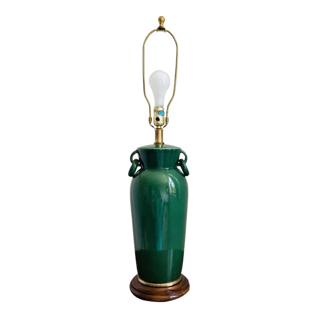 Vintage Frederick Cooper Jade Green Urn Lamp For Sale