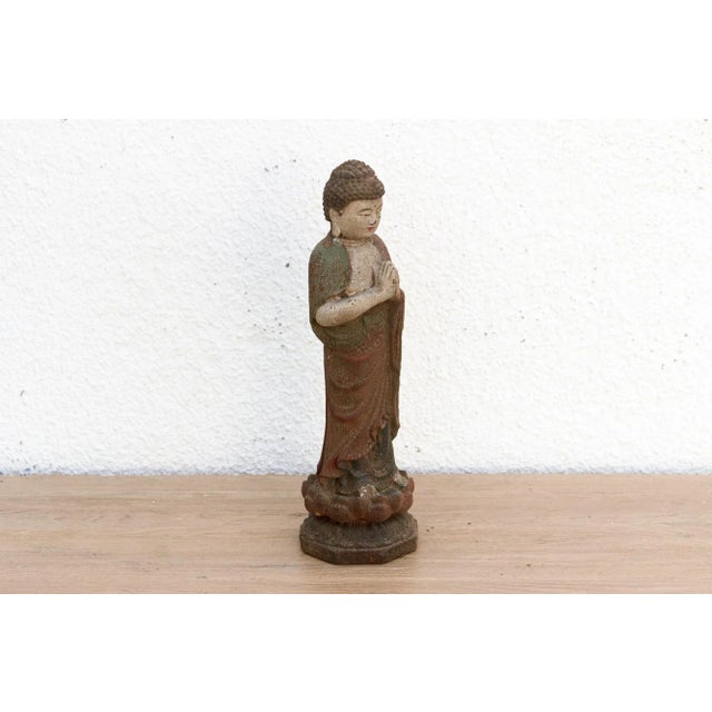 12" Tall Weathered Standing Buddha For Sale - Image 4 of 9