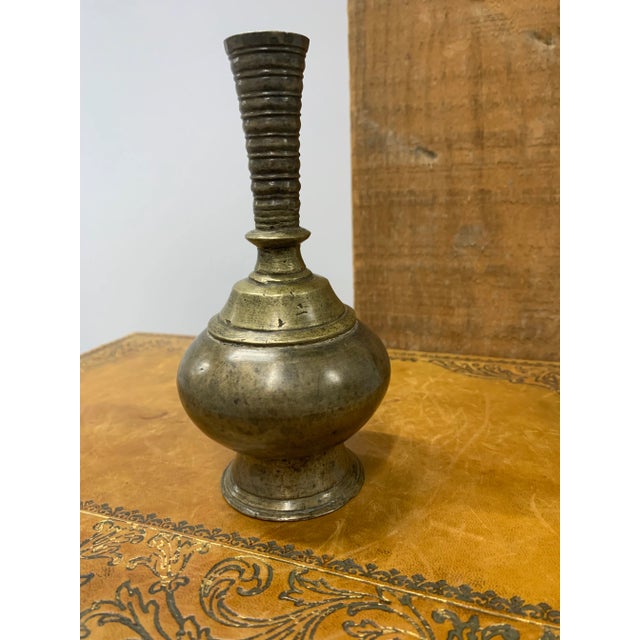 Indian Antique Mughal Indian Bronze Wine Bottle Vessel For Sale - Image 3 of 6