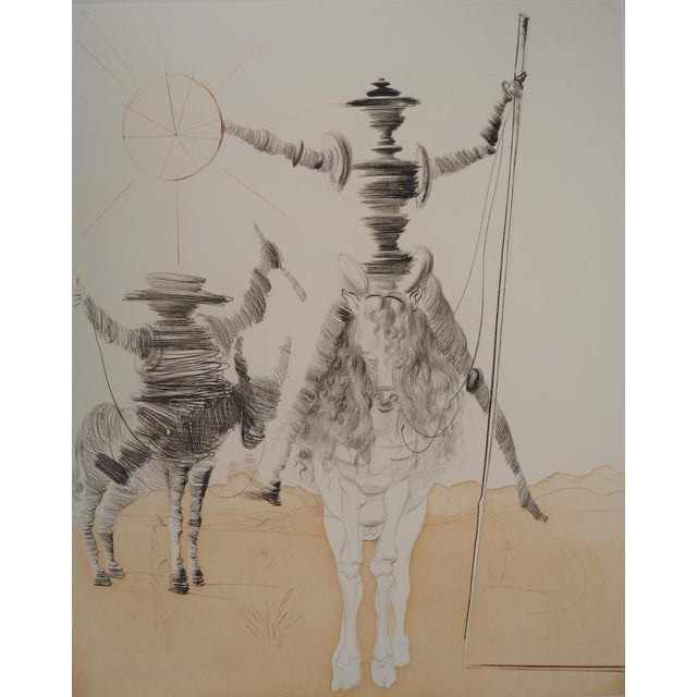 Salvador Dali, Don Quixote and Sancho Panza, Original Etching For Sale - Image 4 of 12