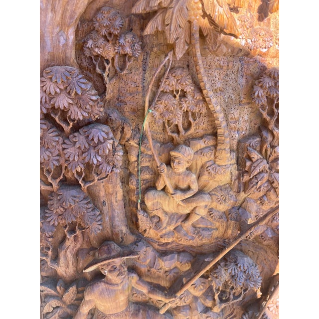 Hand Carved Fisherman Wood Relief Wall Hanging For Sale In Dallas - Image 6 of 11