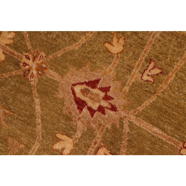 1990s Boho Chic Ziegler Olive Green Rust Hand-Knotted Wool Rug - 8'2'' X 9'10'' For Sale - Image 5 of 8