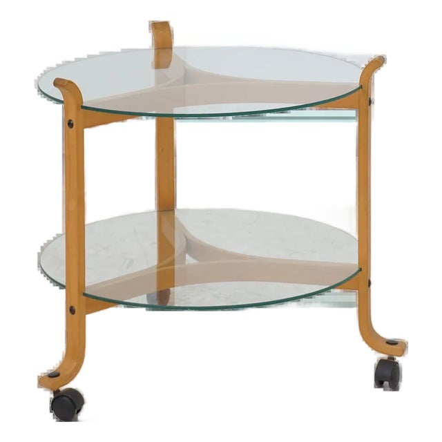 Mid 20th Century Danish Beech and Glass Two-Tier Table For Sale