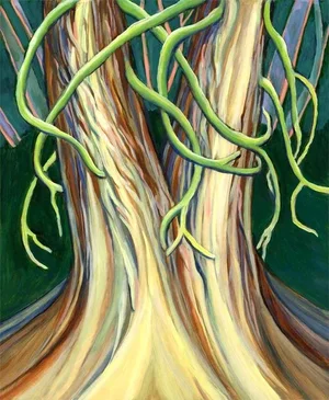 "Joined at the Hip" Contemporary Original Expressionist Botanical Oil Painting by Kathleen Ney