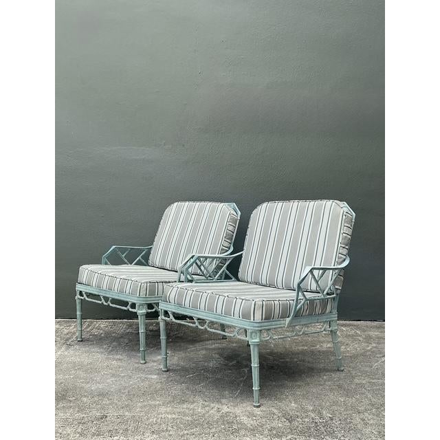 Metal Vintage Cast Aluminum “Calcutta” Lounge Chairs - A Pair For Sale - Image 7 of 10