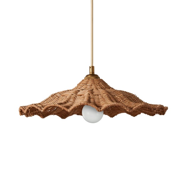 Wood Savannah Flutter Scallop Wicker Pendant For Sale - Image 7 of 9