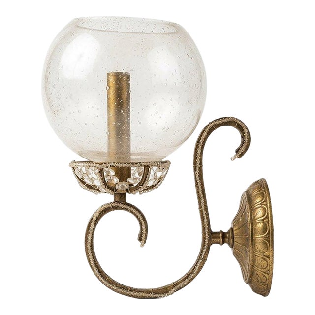Vintage Parisian Bubbled Glass Ball Wall Sconce Decorative Beads For Sale