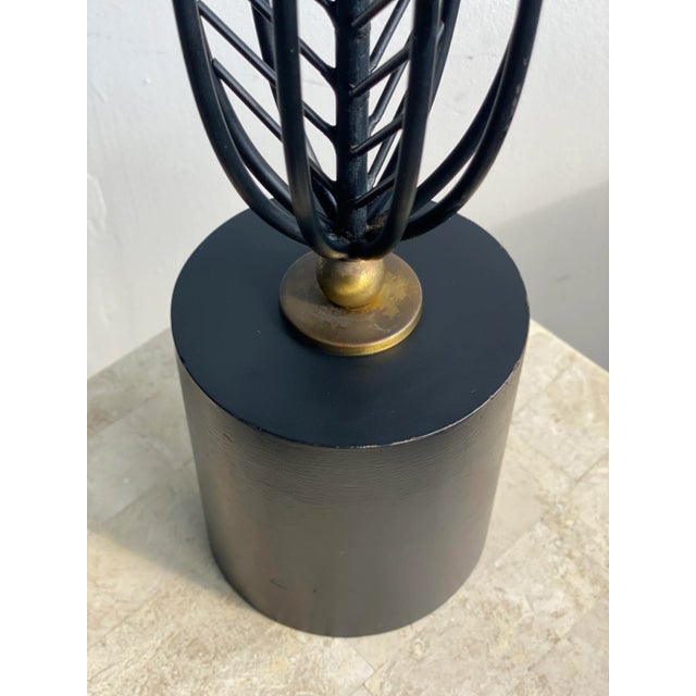 Vintage Monumental Black Enameled Steel Table Lamp Attributed to Laurel Lamp Co., Circa 1950s For Sale - Image 10 of 13