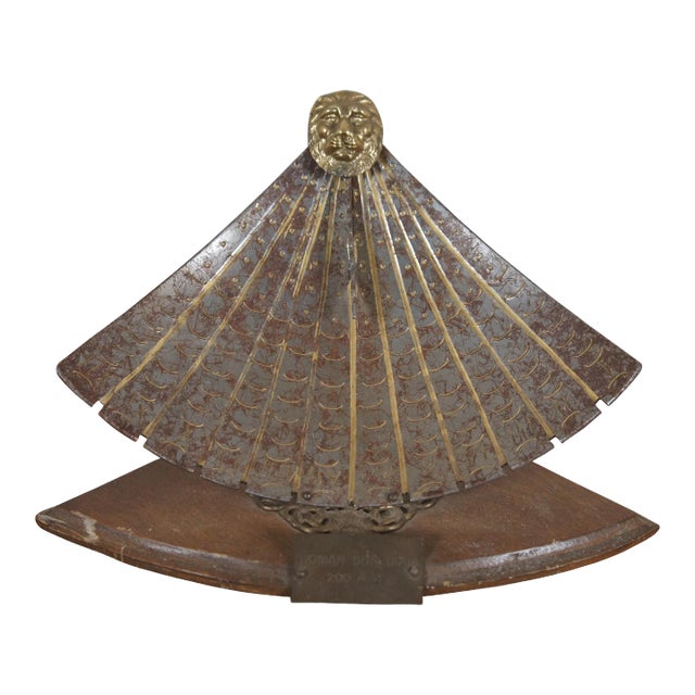 Vintage Souvenir Roman Sun Dial 200 Ad Fan Shaped Lions Head Made in Italy For Sale