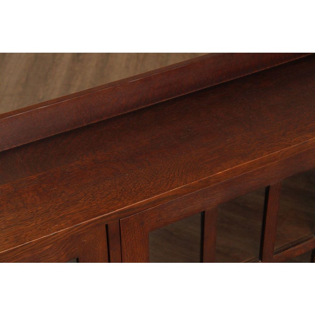 Wood Stickley Mission Collection Oak Three Door Bookcase For Sale - Image 7 of 12
