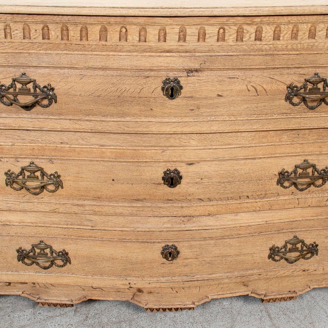 Wood 19th Century French Louis XVI Style Serpentine Front Bleached Oak Commode For Sale - Image 7 of 17