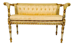 Vintage French Louis XVI Style Gilt and Painted Settee