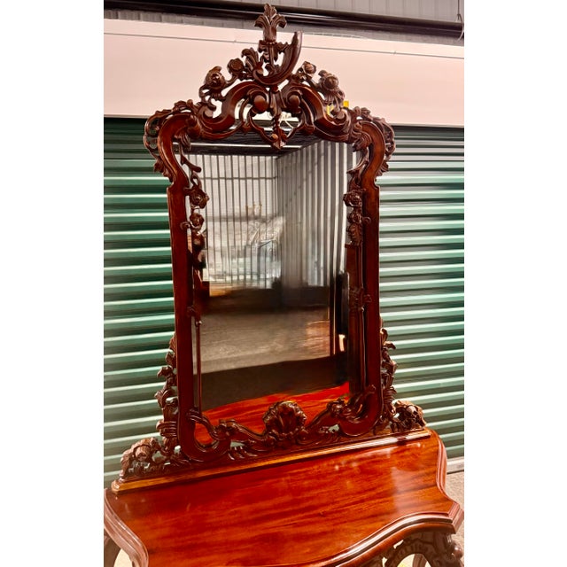 Rococo 1970s French Rococo Style Mahogany Console Table For Sale - Image 3 of 12