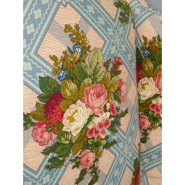 Blue Vintage Hickory French Country Blue Plaid Floral Wingback Chair by Hickory Furn. For Sale - Image 8 of 12