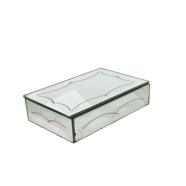 1930s Vintage French Art Deco Eglomise Mirror Glass Cigarette Box For Sale - Image 5 of 12