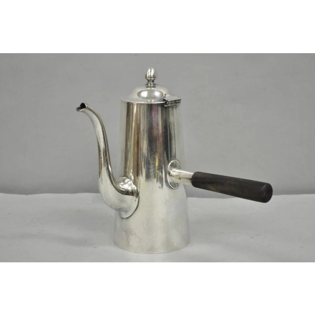 Vintage Us Navy Art Deco Silver Plated Coffee Tea Pot Kettle W/ Wooden Handle For Sale - Image 11 of 12