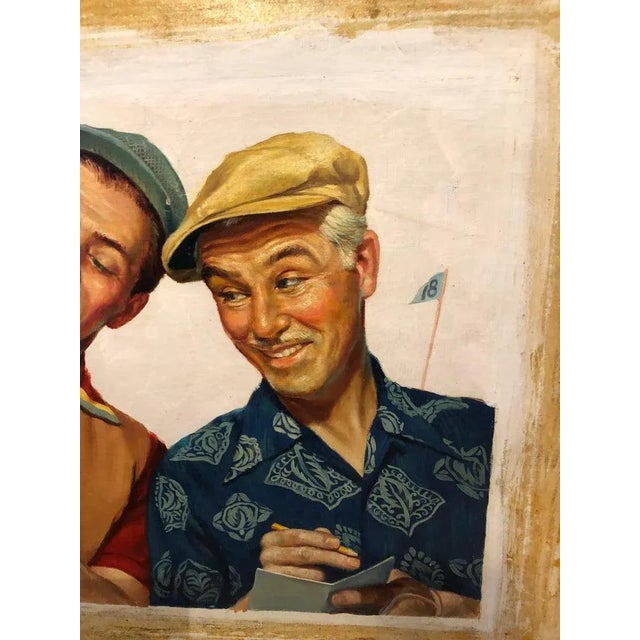 1950s 1950s Signed Norman Rockwell Style Painting of Golfers by Victor Olsen For Sale - Image 5 of 13